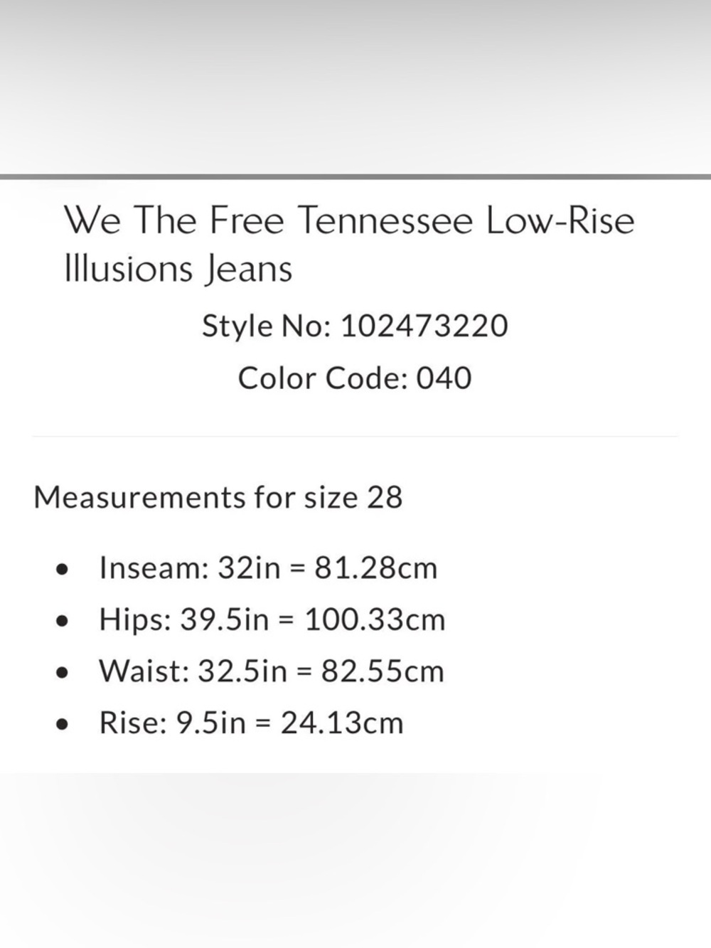 We The Free Tennessee Low-Rise
Illusions Jeans in Limestone Paisley Size 24 NWT! - Picture 10 of 10